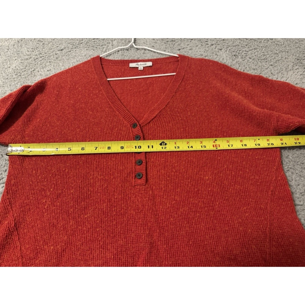 Madewell Women's Asherton Wool Red Waffle Knit Thermal Henley Sweater Size Small - Picture 4 of 9